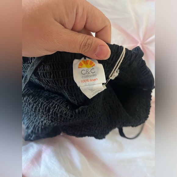 NWT C&C California RUFFLE LINEN CROP TOP - Picture 4 of 4